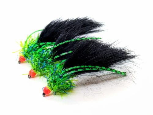 Black and Green Leggy Rabbit Leech Fly Size 10 - Set of 3