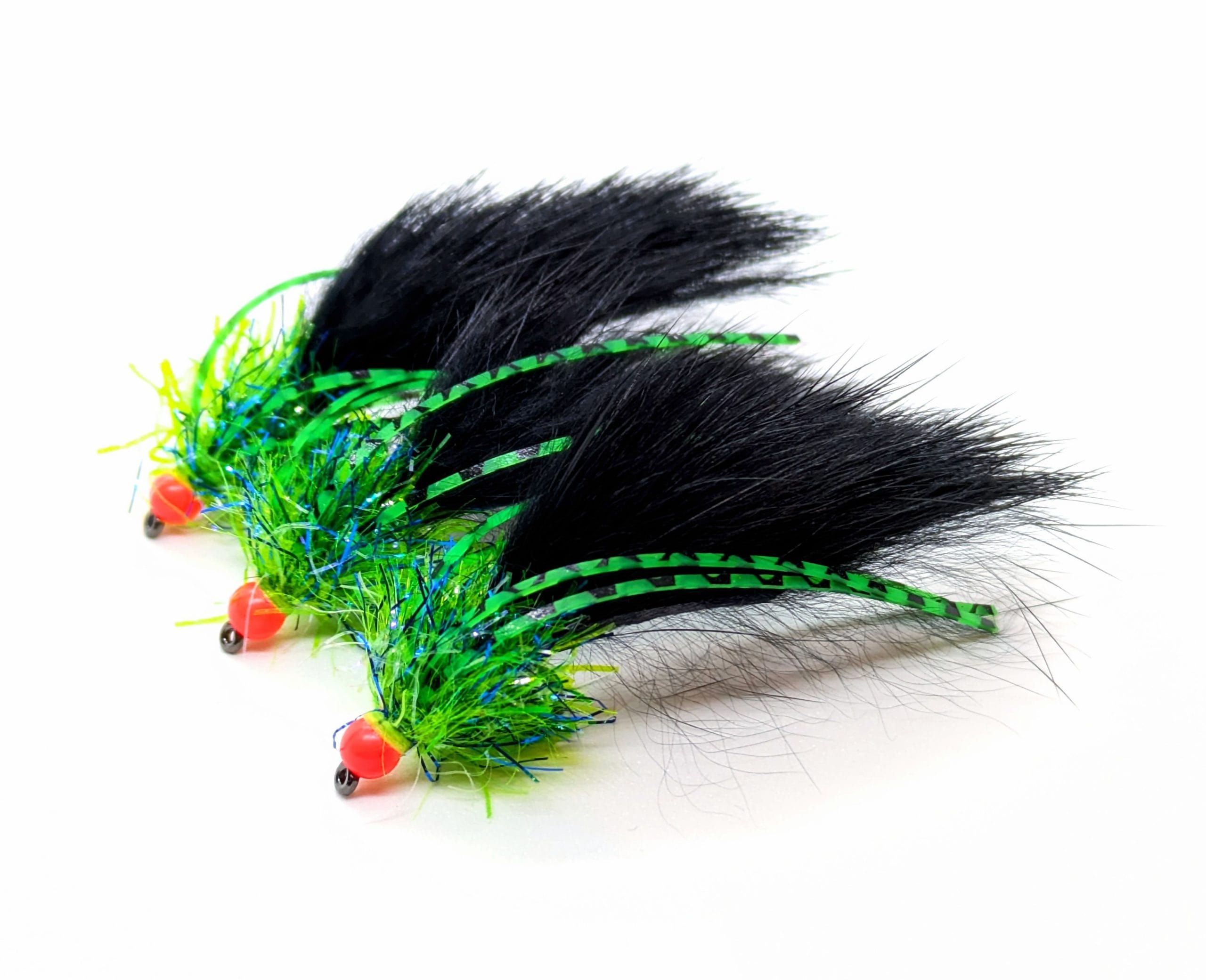 Black and Green Leggy Rabbit Leech Fly Size 10 - Set of 3
