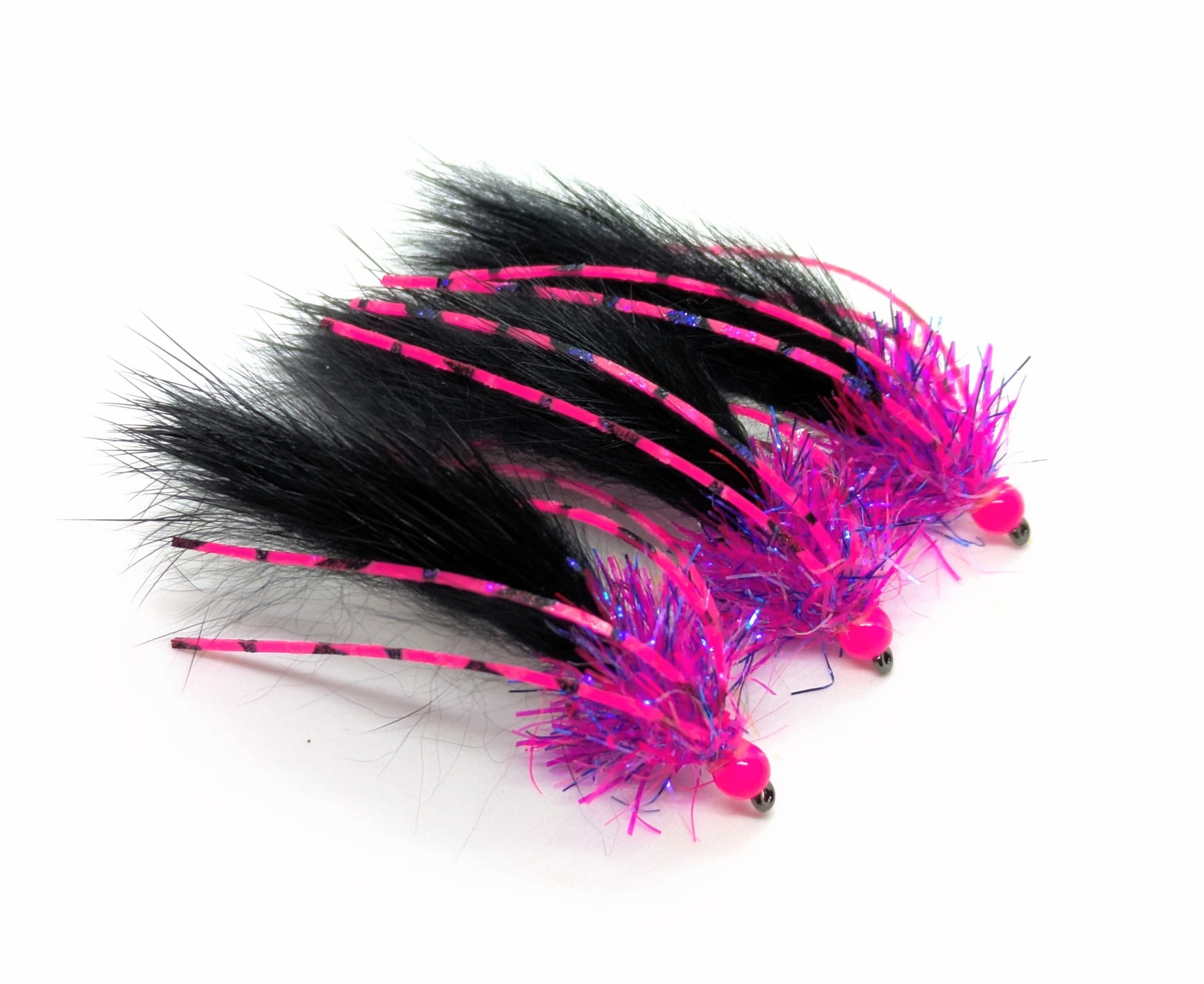 Black and Pink Leggy Rabbit Leech Fly Size 10 - Set of 3