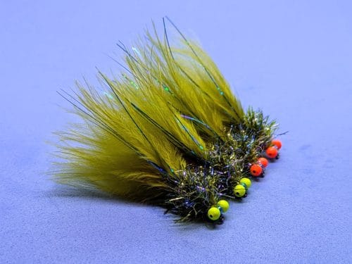 Bead Eyed Blue Flash Damsel Lure - Medium Olive Size 10 - Set of 3