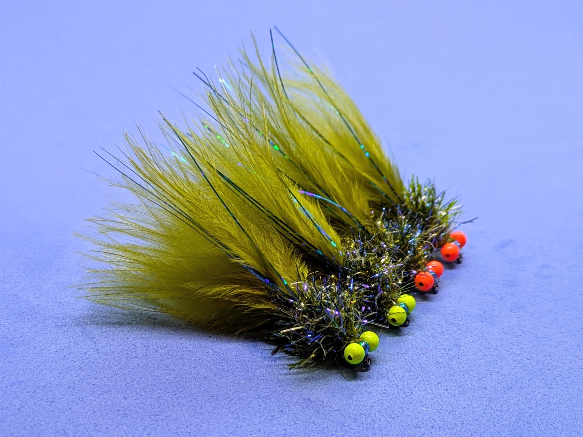 Bead Eyed Blue Flash Damsel Lure - Medium Olive Size 10 - Set of 3