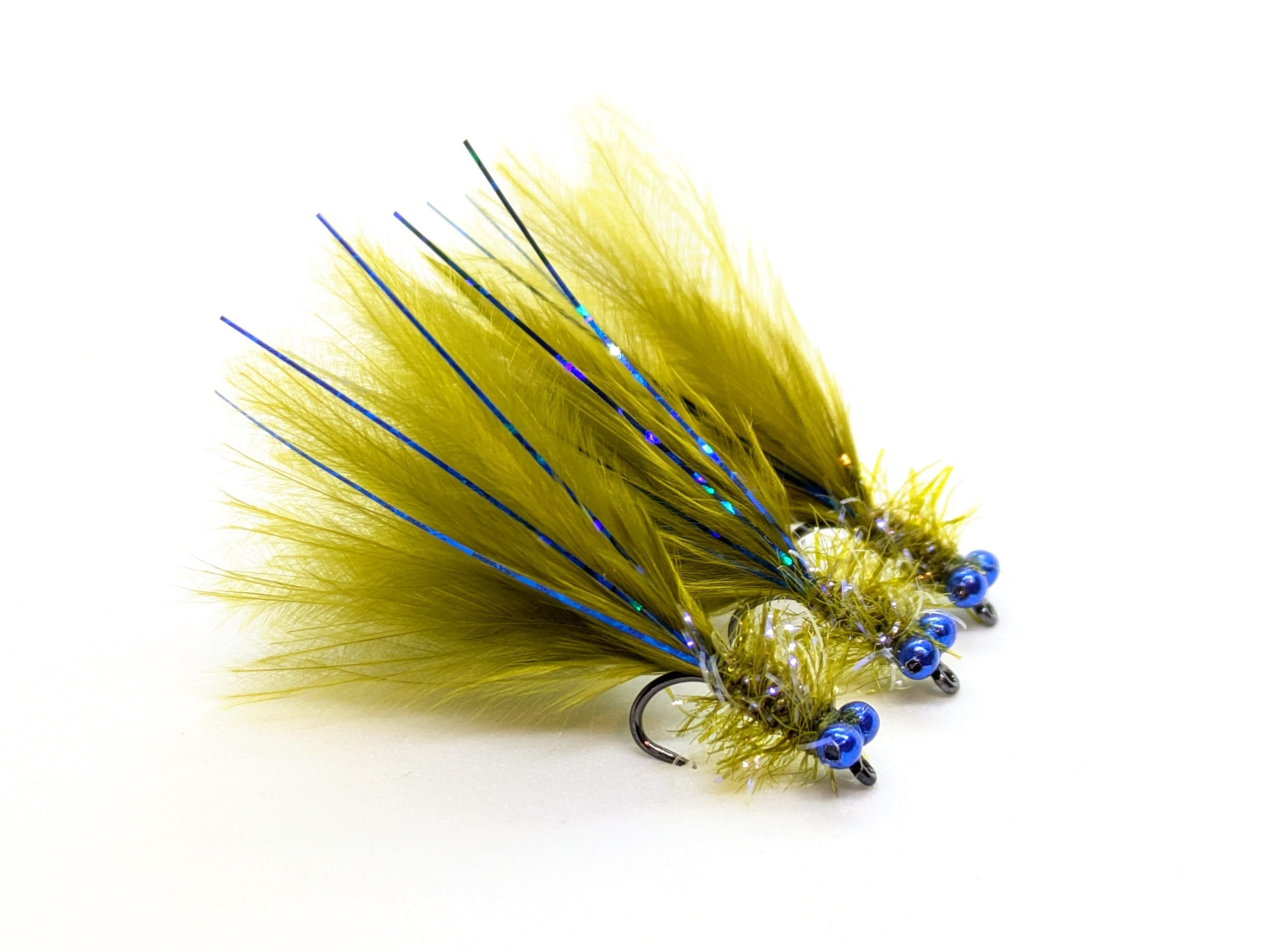 Bead Eyed Blue Flash Damsel Olive - Size 12 Set of 3
